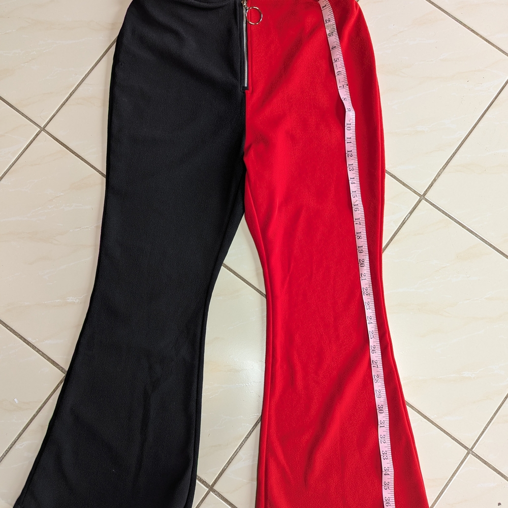 Colorblock Red and Black Flare Pants